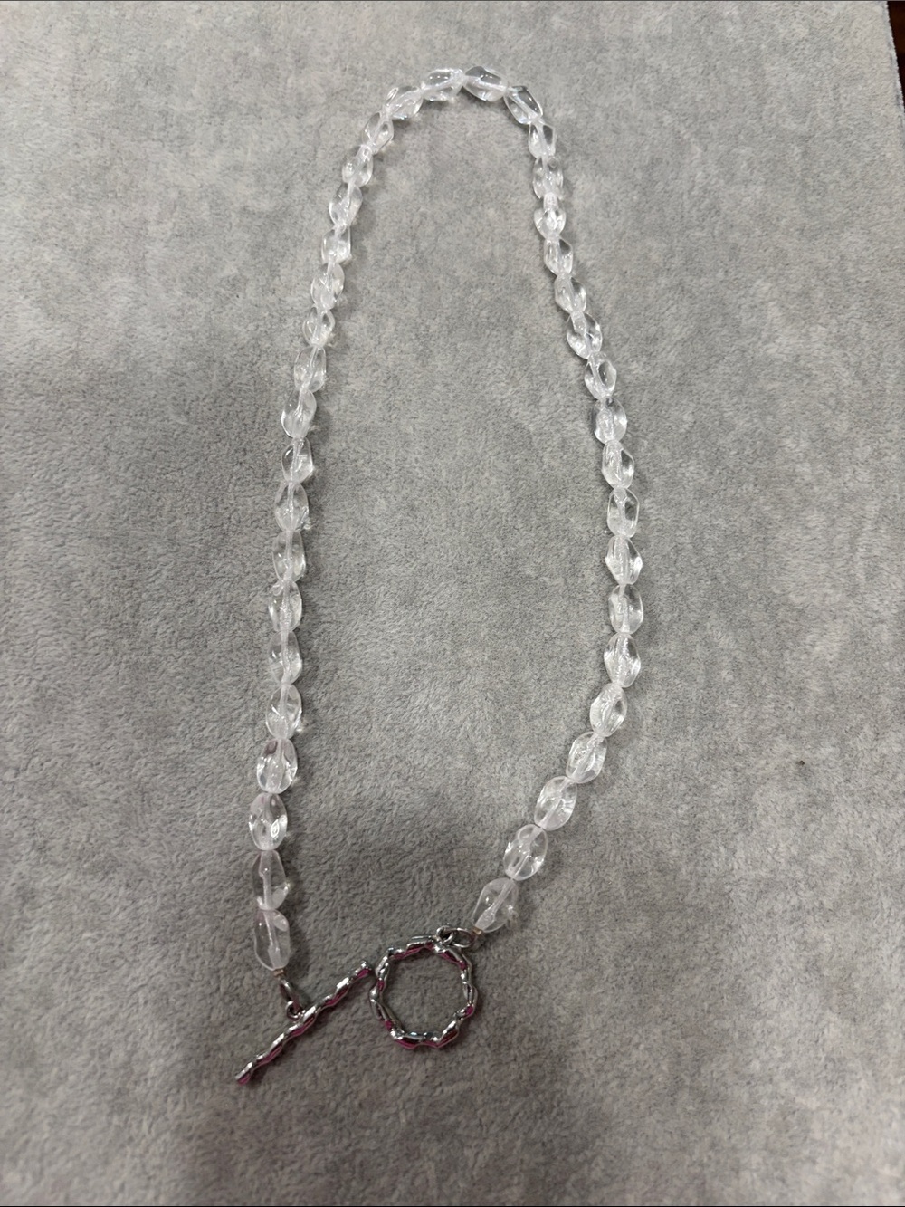Sabika Clear Beaded Necklace with Silver Toggle - Picture 1 of 1